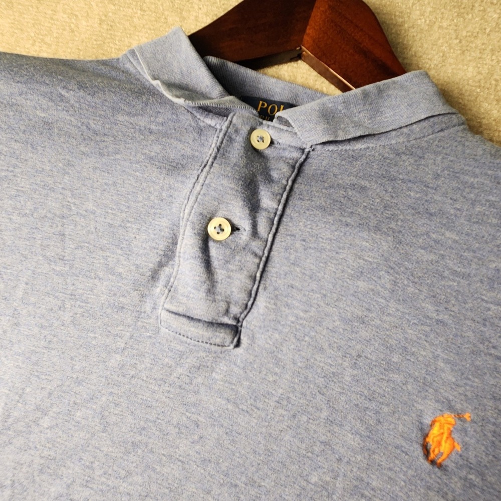 Polo Ralph Lauren Polo Shirt Mens XL Blue Heather Pima Soft Touch Short‎ Sleeve